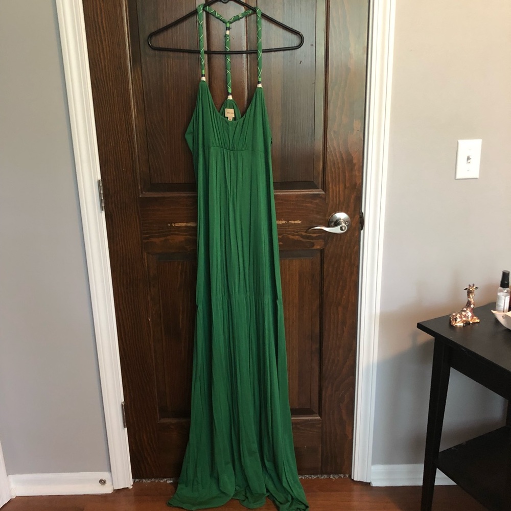Green Ella Moss jersey maxi dress
